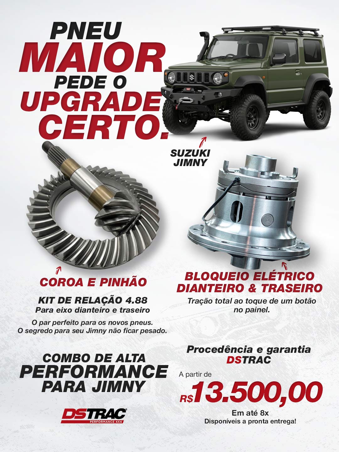 Coroa & pinhão + bloqueio elétrico para Suzuki Jimny